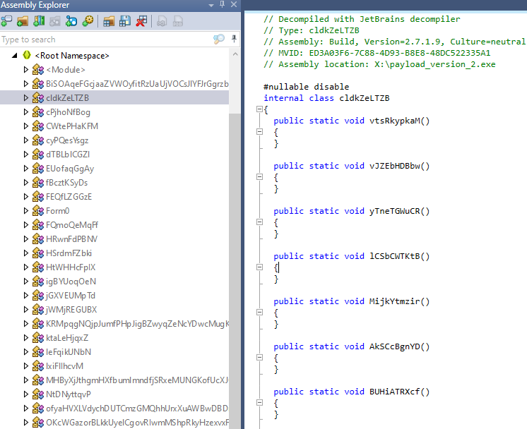 Content of a short name useless functions